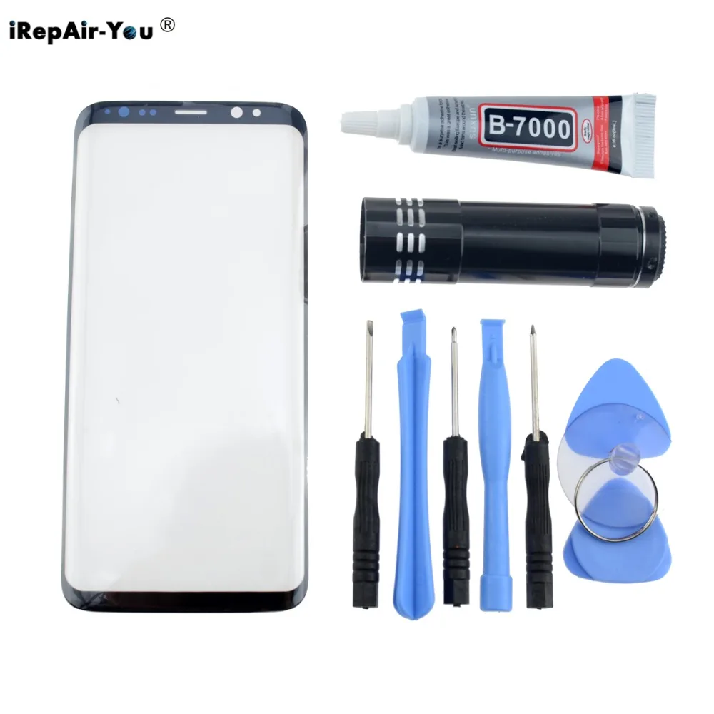 

New Front Outer Glass Lens Touch Panel Cover With B7000 Glue & UV Light For Samsung Galaxy S8 S9 Plus Note 8 9 Screen Repair Kit