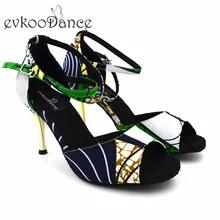 Профессиональный размер США 4-12, Zapatos De Baile, 8,5 см, высокий каблук, зеленый стиль, цвет, латинский атлас, сальса для женщин, NL168