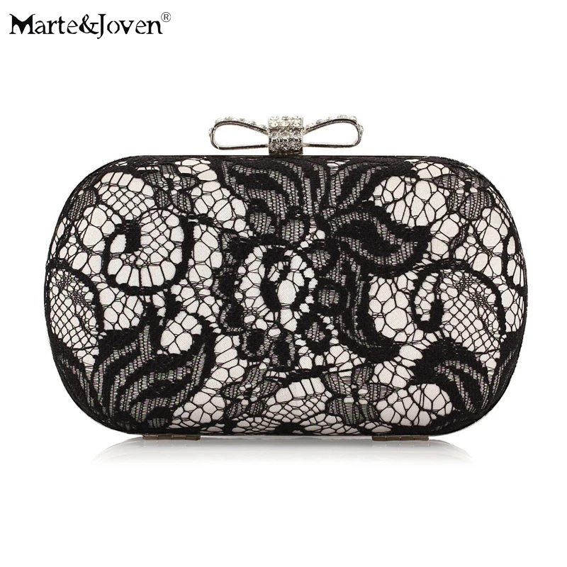 Classic Black Lace Gold Clutches and Evening Bags for Women Lovely