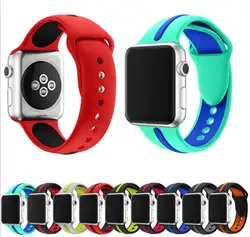 Для apple watch два-цвет мягкий силиконовый ремешок 42 мм браслет iwatch спортивные часы ремень 3/2/1 38 мм Спорт браслет