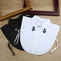 THINKTHENDO Для женщин декор стразами пуговицах Рубашка ложный воротник съемный блузка-вставка