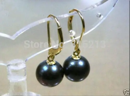wb00457 Perfect round 9 mm AAA +dark blue of the south China sea pearl earrings with wb00457 Perfect round 9 mm AAA +dark blue of the south China sea pearl earrings with