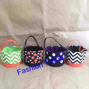 

20pcs/lot free shipping Candy Pattern Multi Colors Stripe Halloween Buckets Baskets Candy Bag Trick or Treat Gift Bag bucket