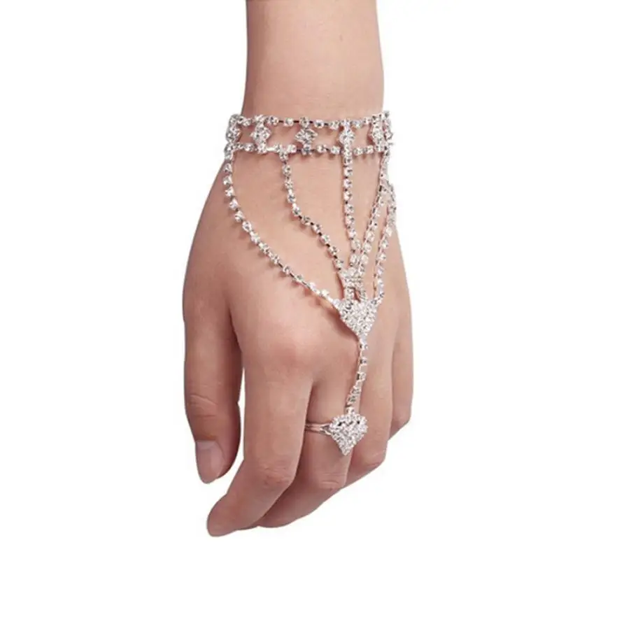 OTOKY браслет,, брендовый, античный, посеребренный, модный, для женщин, девушек, стразы, браслет на руку, цепочка на палец, Pulseiras Jan30