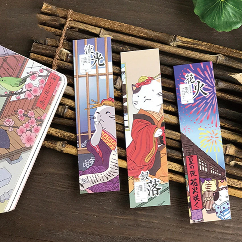 30 шт./кор. милый кот в памяти Закладка для книги из мультфильма Бумага подарок