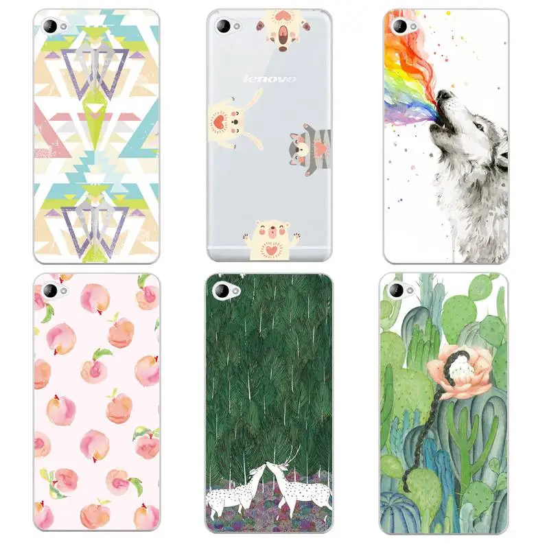 Lotus Soft Clear TPU Phone Case For Lenovo S60 S90 A2010 A1000 A5000 A7000 K4 K5note Peach Printed Cartoon Cover Free Shipping | Мобильные