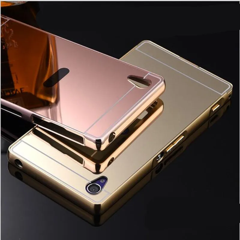 Для Sony Z3 Compact роскошный золотой зеркальный металлический алюминиевый + акриловый