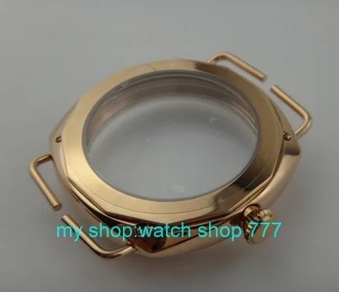 Parnis 45 мм Pvd розовое золото чехол для часов из нержавеющей стали подходит 6497-6498 механическое ручное ветрозащитное закаленное минеральное стекло 03a