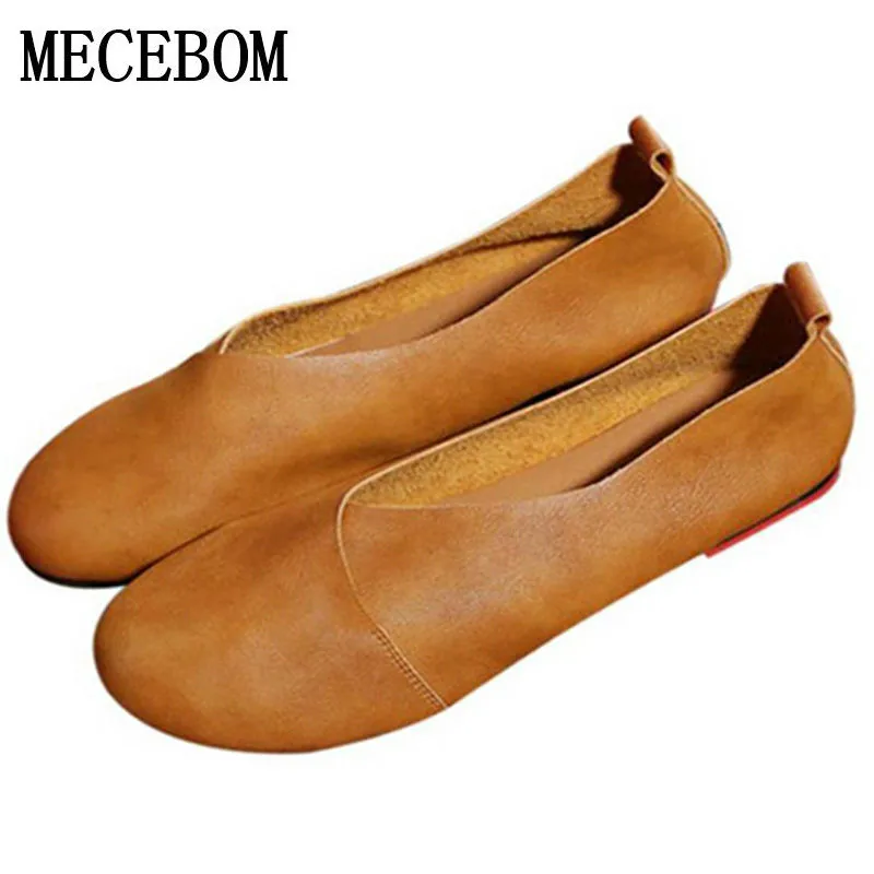 

Genuine Leather Flat Shoes Woman Hand Leather Loafers Cowhide Flexible Spring Casual Shoes Women Flats Women Shoes 0221W