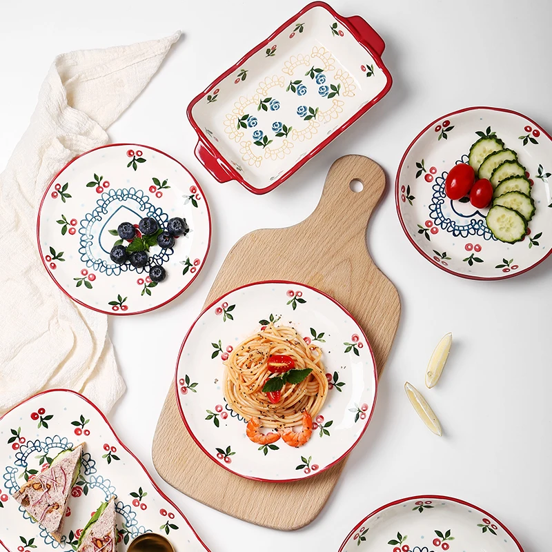 

Oneisall Dinner Plates Set Porcelain Ceramics Cake Fruit Vegetable Salad Platos Dinnerware Set Dishes Supla Talheres Dish