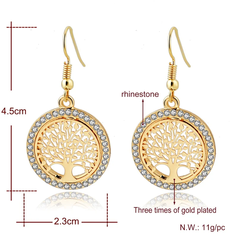 Комплект из колье и серёг под золото|crystal jewellery set|jewellery settree of life jewelry |