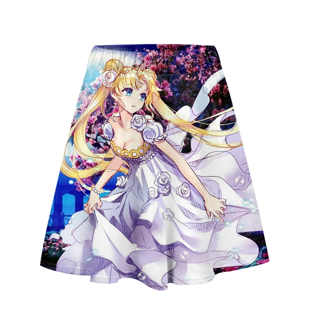 

Cute Loose Cartoon Harajuku 3D Sailor moon Kawaii Fashion Short skirt Elastic Waist Women's Sexy Loose Soft Casual Short skirt