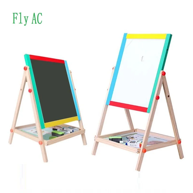 

Fly AC Wooden Toys Easel Kids Double-sided Drawing Board Painting Blackboard Learning & Education Toys For Children gift