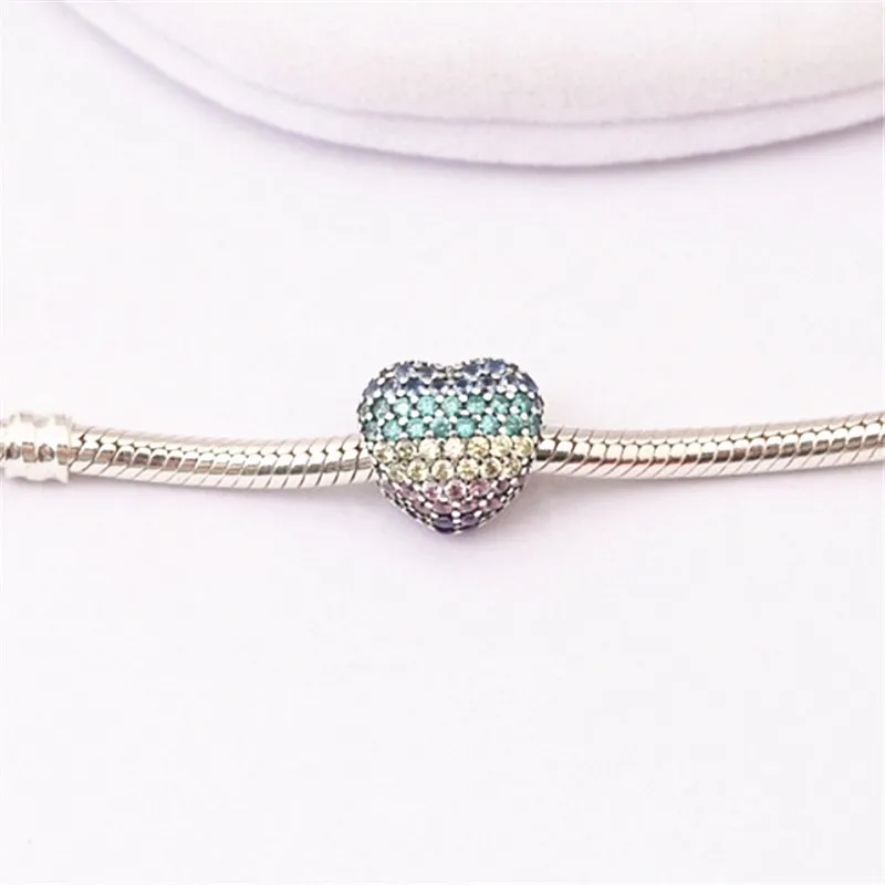 

S925 sterling silver charm, 2018 new CZ bracelet charm, 925 sterling silver heart charm, free shipping