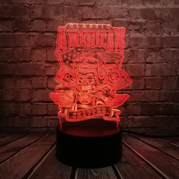 

Novelty American Chopper Motorcycle SKULL 3D Lamp Night USB LED Lighting Mulitcolor Christmas Decora luminaria Children Table