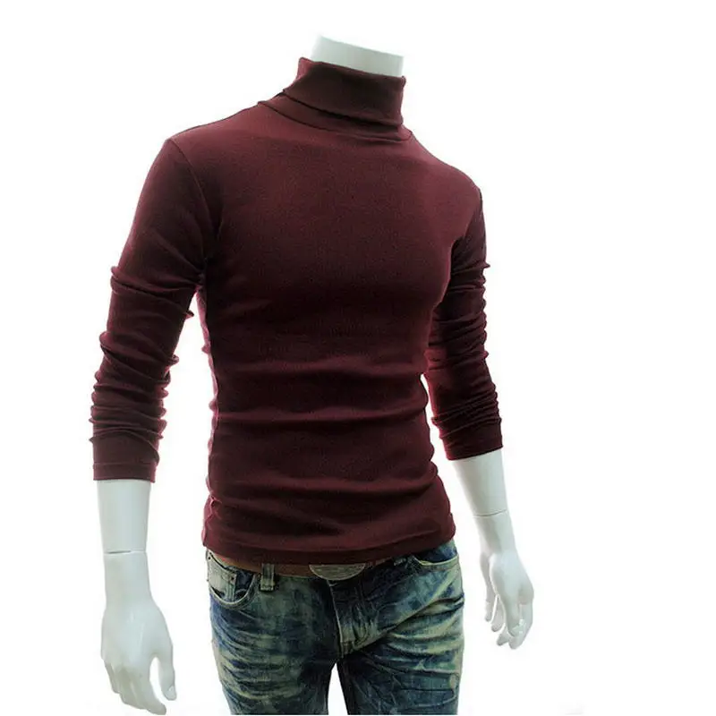 2019 New Autumn Winter Men'S Sweater Men'S Turtleneck Solid Color Casual Sweater Men's Slim Fit Brand Knitted Pullovers