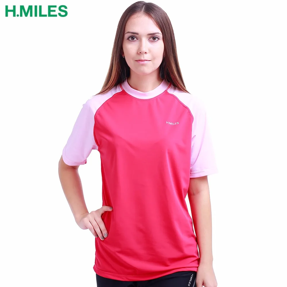 

H.MILES Women's Rash Vest Short Sleeve Girls Adults Rashguard Swim Base Layer Snorkeling Swimming Surfing Diving T-Shirt