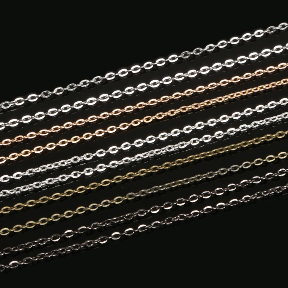 

5Meter/lot 3x2mm Rhodium/Silver/Gold/Gunmetal/Antique Bronze Color Necklace Chains Brass Bulk for DIY Jewelry Making Materials