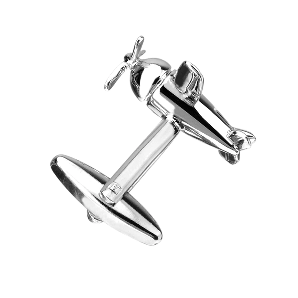 Phenovo Silver Brass Bomber Airplane Aircraft Shape Cufflinks Mens Chic Cuff Links stylish aircraft shape Tie Clips Jewelry