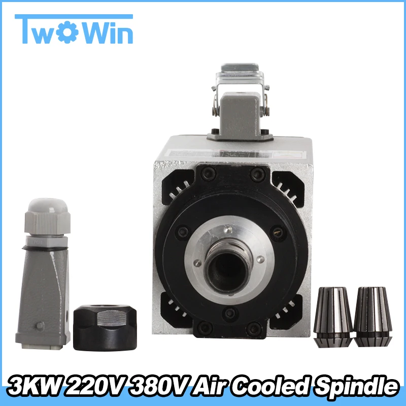 CNC Spindle Motor For CNC Milling Machine 3KW 220V 380V Air Cooled Spindle 80mm ER20 Router Milling Tools