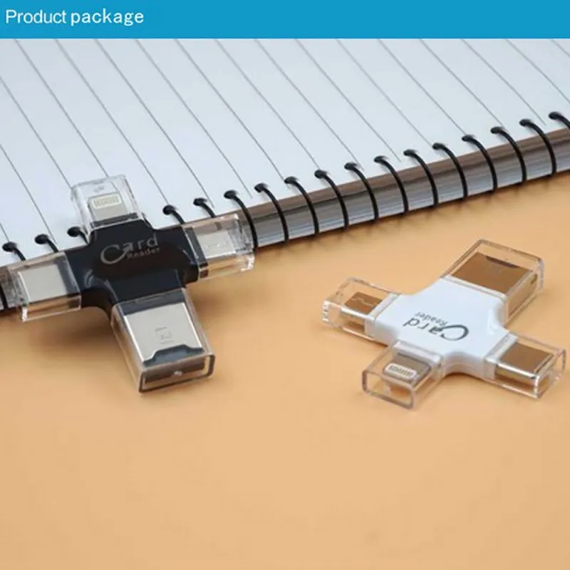 4 in 1 Portable Super Speed Micro TF Card Reader for iPhone ipad PC Android USB 5