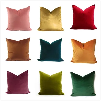 

50X30/45/50/60cm 31 colors sold color velvet cushion cover decorative short plush pillowcase throw pillow cover backrest case
