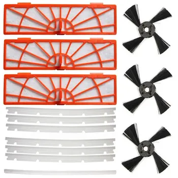 

3 Filters + 3 Side Brushes+ 6 Blade and 1 Squeegee Replacement Pack for Neato BotVac 70e,75,80,85 Robotic beater brush