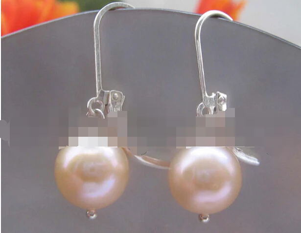 

free shipping 11798 pink round freshwater pearl earring
