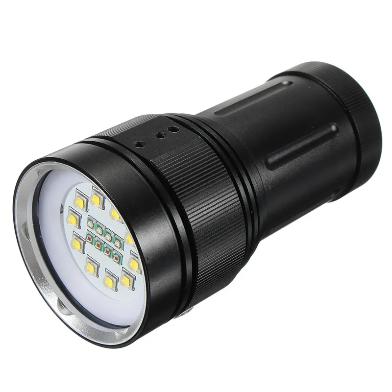 

Elfeland Diving Professional Photography Flashlight 10xT6 White(Fill Light) 7000 Lumens 4 x Red 4xBlue LED 18650 Scuba Torches