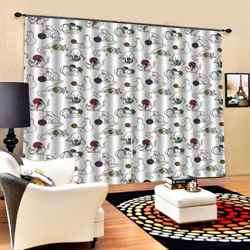 

cat animal cartoon curtains Luxury 3D Window Curtains Living Room wedding bedroom Cortinas Drapes Customized size