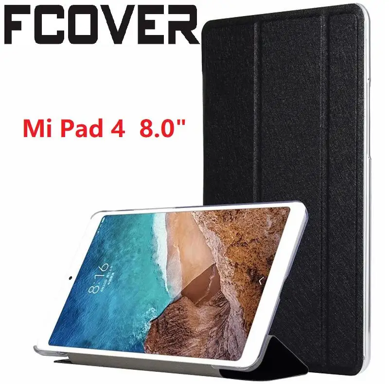 Для Xiaomi Mi Pad4 Pad 4 чехол + закаленное стекло сна Стенд Тонкий Smart Cover 8,0 "планшеты прозрачный кожаный чехол