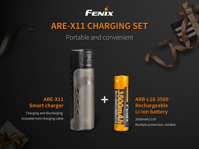 Горячий торт FENIX ARE-X11 зарядный комплект usb зарядка и микро USB разрядка Смарт зарядное устройство с 18650 литий-ионная батарея