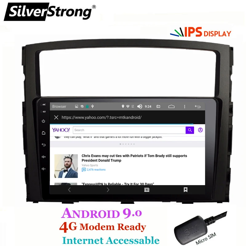 Cheap SilverStrong 9inch IPS matrix Android9.0 4G Modem Car GPS For Mitsubishi Pajero 4 Radio RDS mirroring link 5