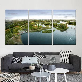

New 3 Pieces/sets Canvas Art Canvas Paintings Lake Bridge 3 Panels HD Decorations For Home Wall Art Prints Canvas Unframed