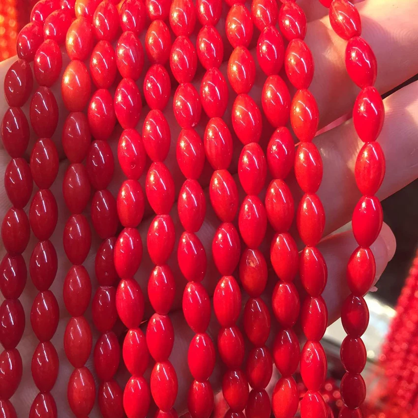 3x6mm 4x8mm 6x9mm 3 color natural coral barrel rice shape loose beads spacer diy jewelry making finding accessories 15 inch B654