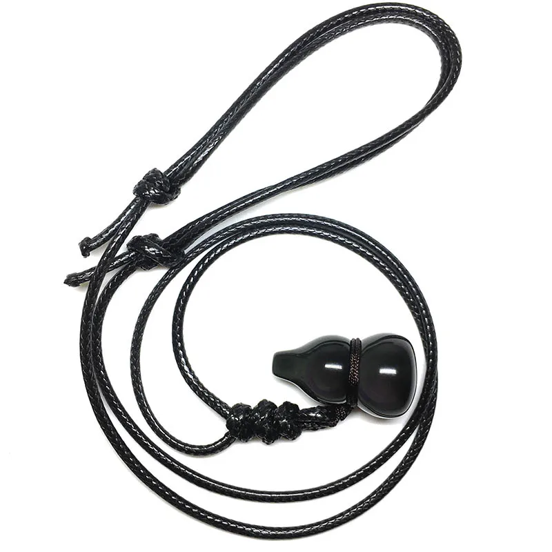 

Natural Obsidian Jewelry Pendant With Chain Colorful Gourd National Traditional Wind Necklace Pendant Lucky Amulet Male/Female