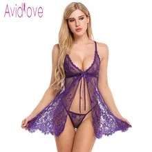 Avidlove сексуальное открытое белье Babydoll, эротический сексуальный костюм, цветочное кружевное короткое мини-ночное белье, Экзотическая одежда черного цвета