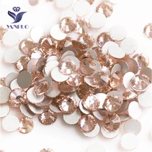 Yanruo 2058nohf SS3-SS34 luz cristal de pêssego vidro strass não hotfix plana volta strass para decorações da arte do prego