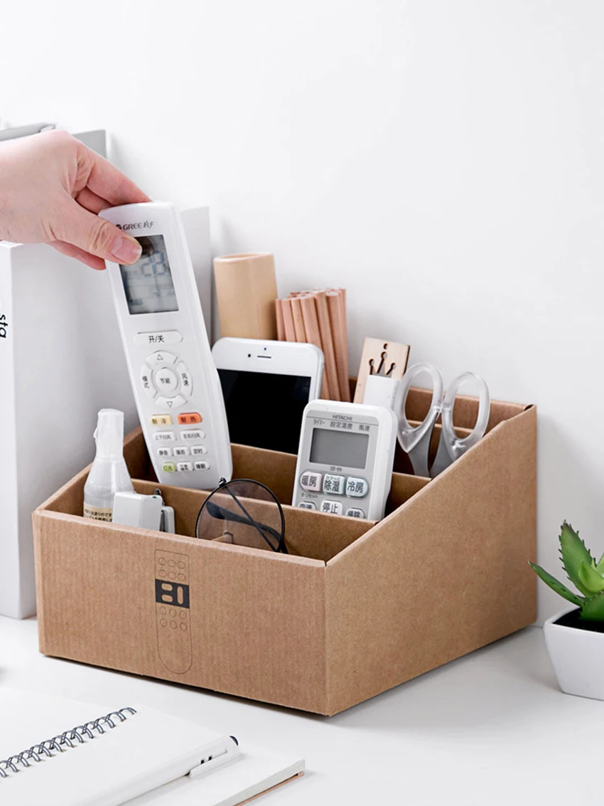 Офисный стол Хранение Box Косметические Бумага держатель канцелярские контейнер дистанционного Управление Органайзер 4-слойные чехол