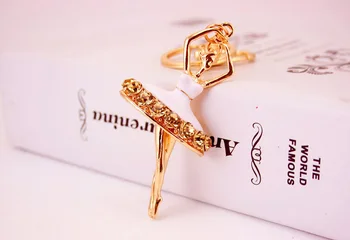 

free shipping 12pcs/lot Lovely Alloy rhinestone dancing girl keychain purse hanger doo gifts favors for birthday party souvenirs