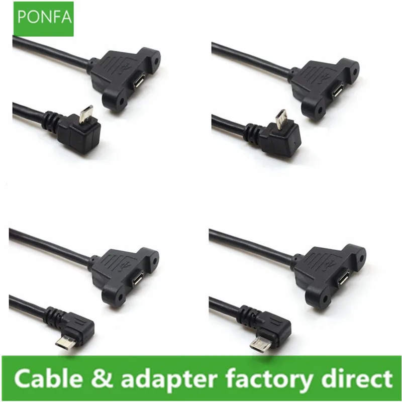 Micro USB 5pin Up Down Left Right Angled Elbow 2.0 Male to Female Extension Cable With Panel Mount Hole 30cm 50cm | Электроника