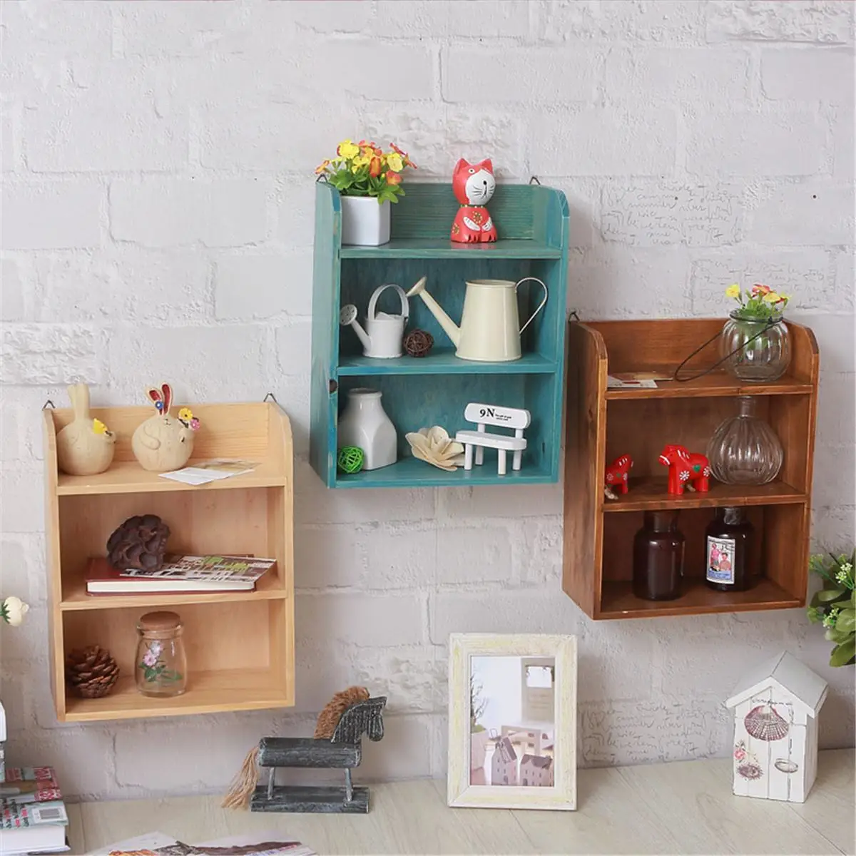 

Wooden Wall Shelf Storage Holder Free Stand Desktop Organiser Decor Display Bracket Unit Wood Shelf Wood Rack