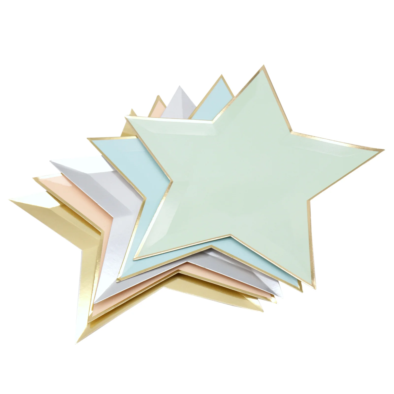 

8pcs Disposable Tableware Paper Bronzing Pentagram Plates Donut Cake Dessert Plate For Baby Shower Birthday Wedding Party Supply
