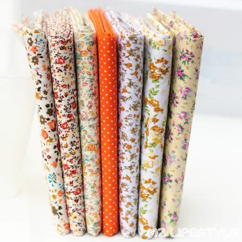 

Buulqo New arrival 7pcs/lot 25*25cm Orange 7 Assorted Pre Cut Fat Quarters Bundle 100% Cotton Quality Fabric