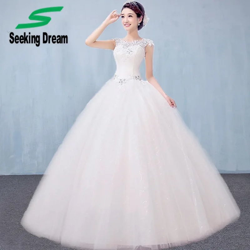2017 New White Ball Gown Dress Strapless Wedding Dress Lace Up Princess