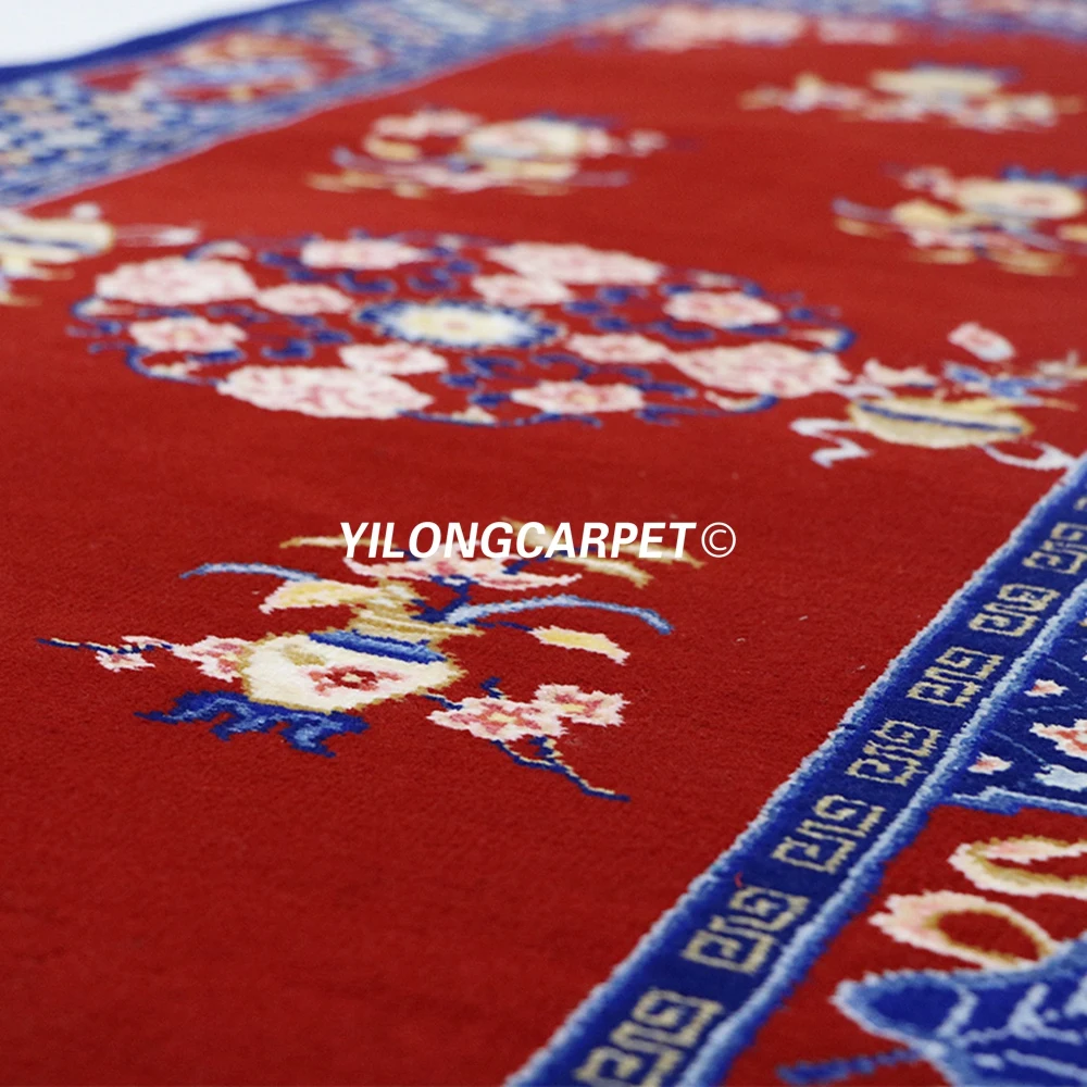 YILONG 2.5'x6' Chinese red hand knotted corridor stairs carpet runner wool rug (TJ021S2.5x6) YILONG 2.5'x6' Chinese red hand knotted corridor stairs carpet runner wool rug (TJ021S2.5x6)