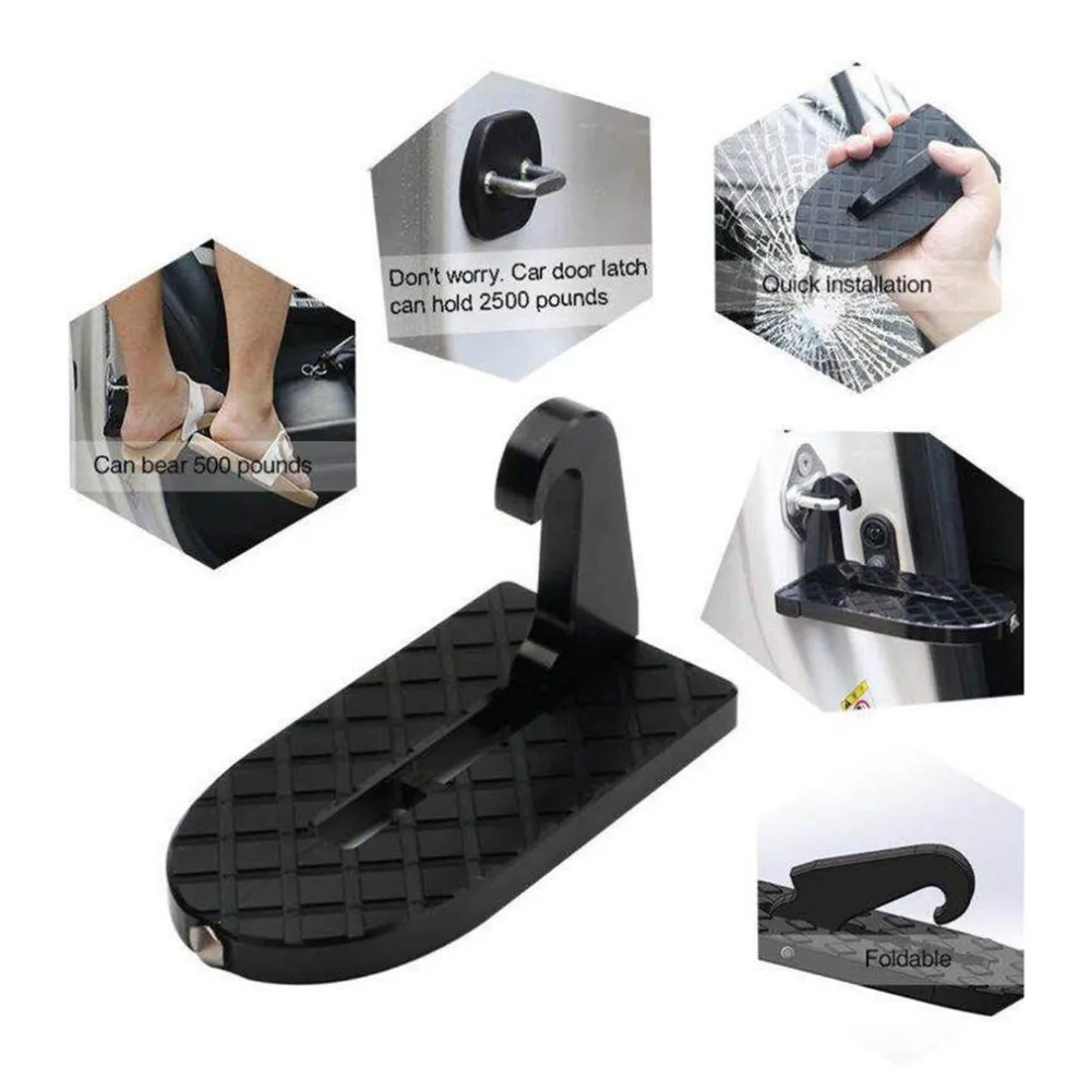 

2 in 1 Foldable Car Vehicle Folding Ladder Foot Pegs Easy Access to Car Rooftop With Safety Hammer For Jeep Car SUV dropshipping