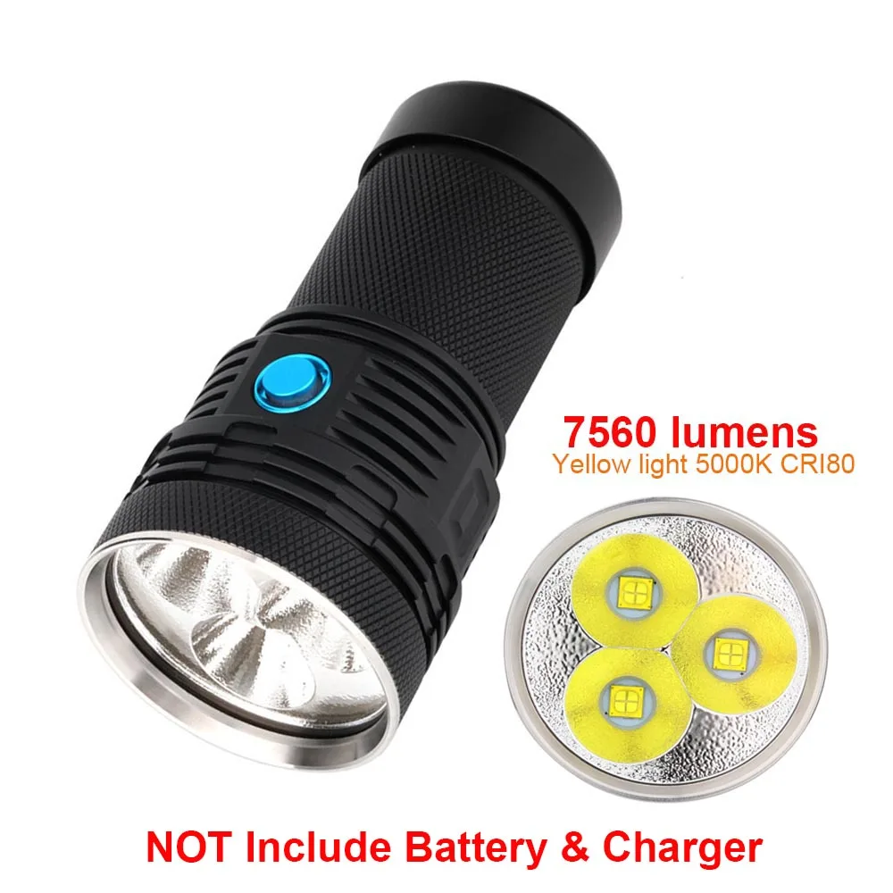 B x7650LMyellow NB XHP 70 светодиодный светильник-вспышка, жесткий светильник, тактический фонарь, 13000 люменов, 4x18650, аккумулятор, перезаряжаемый, для улицы, кемпинга, светодиодный светильник-вспышка - Испускаемый цвет: B x7650LMyellow NB