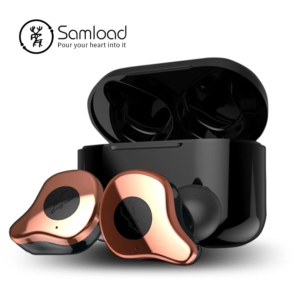 

Samload true wireless 4 Mic Noise Reduction Stereo Headphones Bluetooth 5.0 Fashion Earphones with wireless charger pad and Box