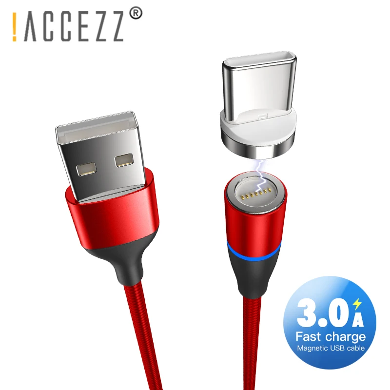 

!ACCEZZ Magnetic Cable Quick Charging 3A Micro USB Type C Fast Charger Data Cables For iPhone X XS MAX XR Samsung S9 Charge Cord